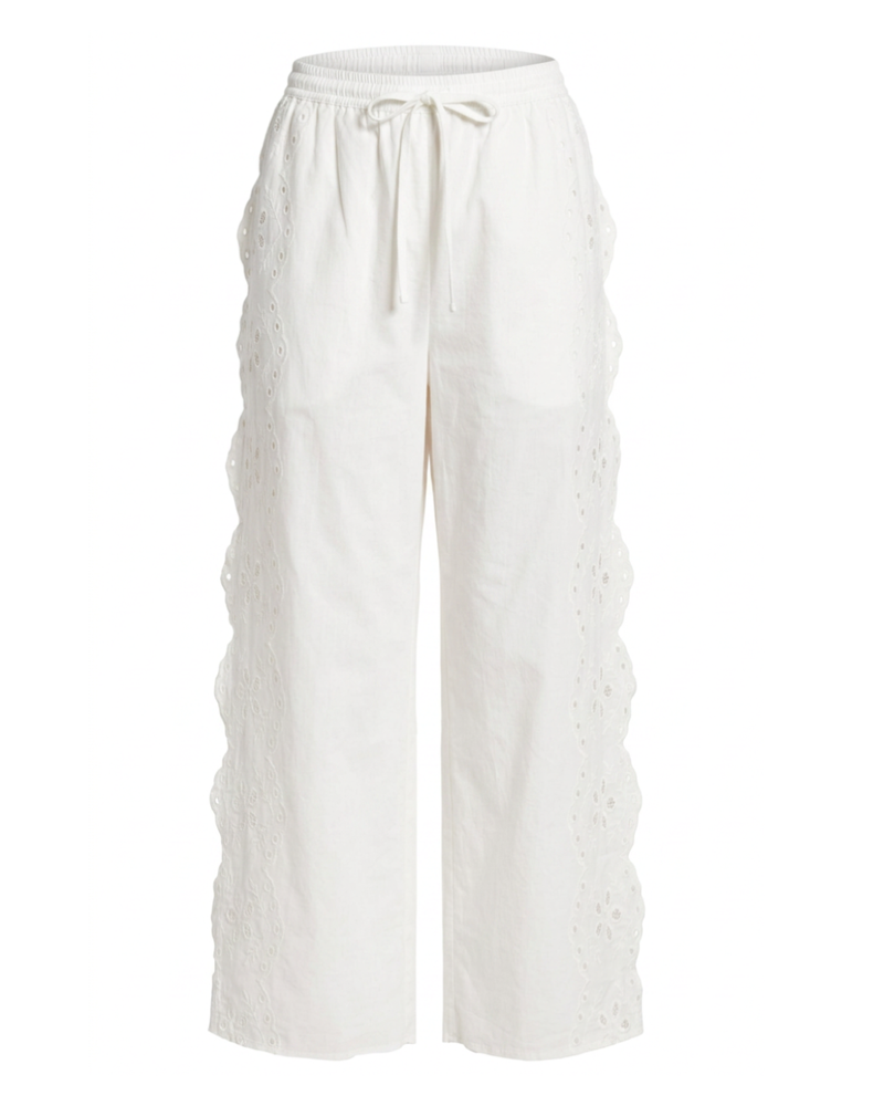 The Savannah Cotton Eyelet Wide-Leg Pant