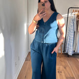 Indigo Button Down Tank